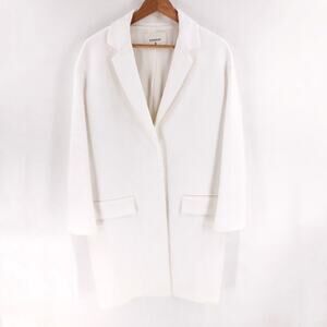 Dondup Coat Nubby Textured White Single Breasted Women's Sz IT 42 US M NWT $655